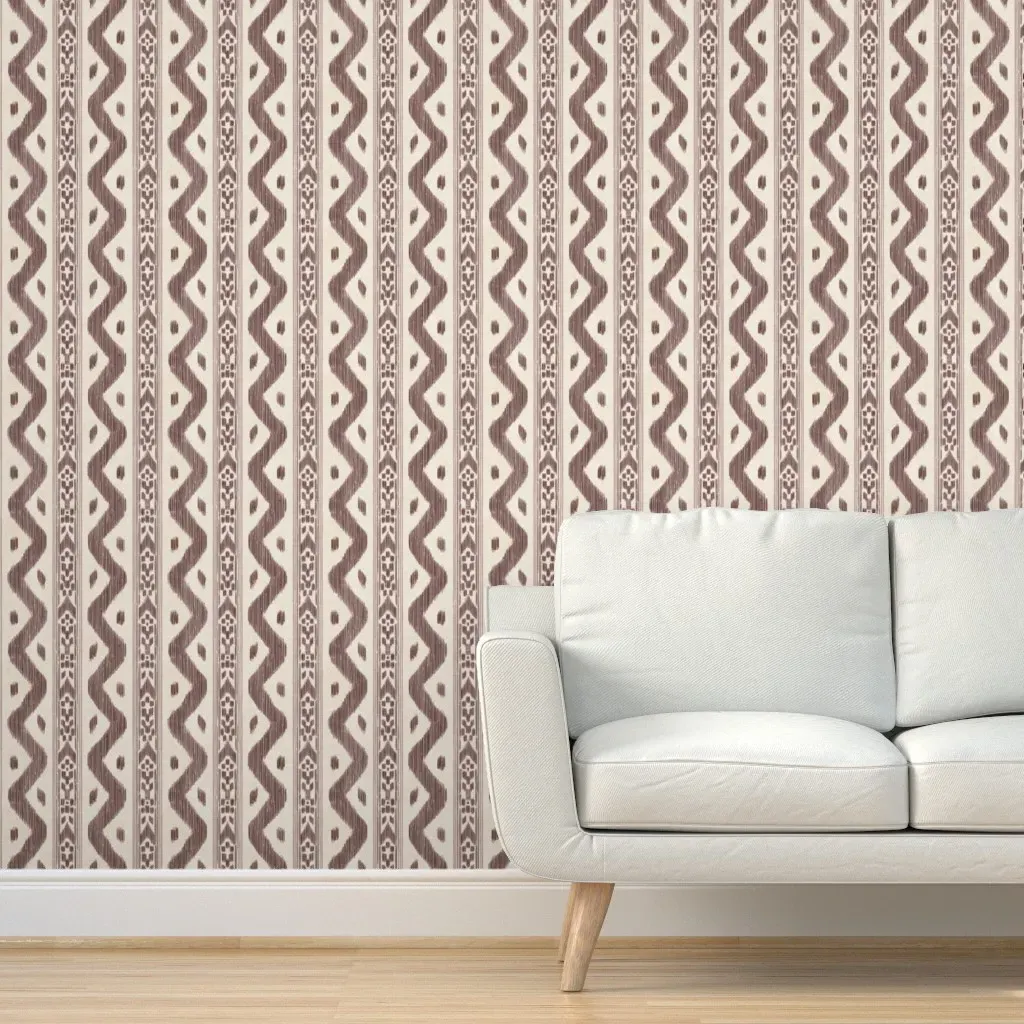 Mariah Ikat Peel and Stick Wallpaper - Raisin product