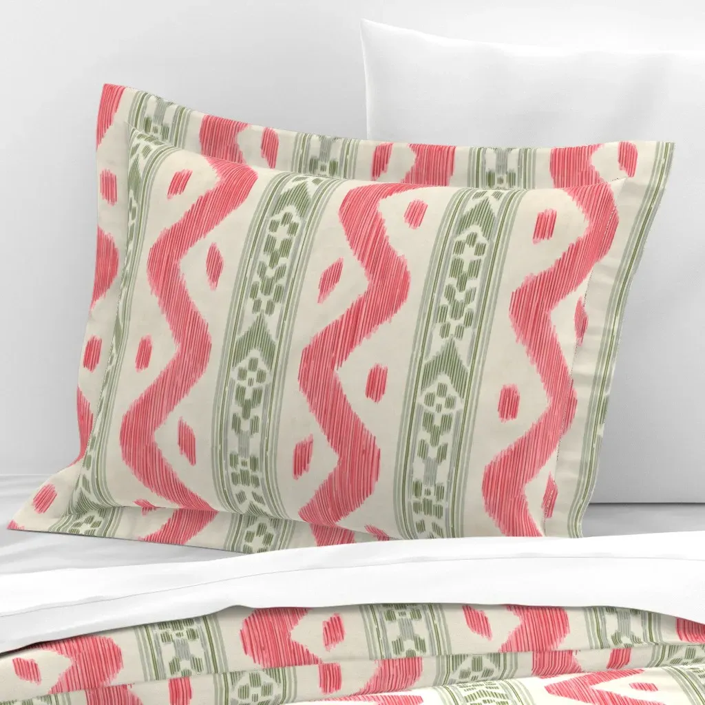 Mariah Ikat Rose II Standard Flanged Cushion - Coral Pink, Cotton Sateen product