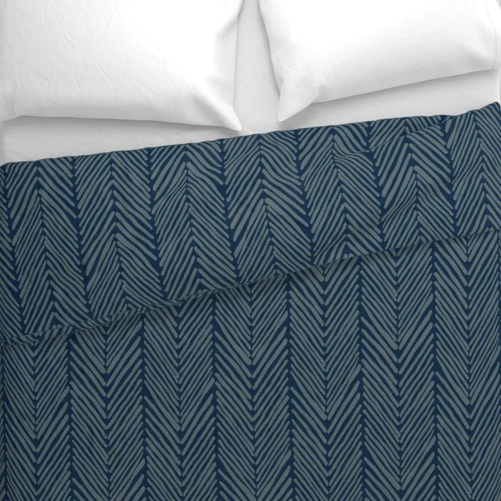 Marie Herringbone Pattern Duvet Cover - Indigo alternate view