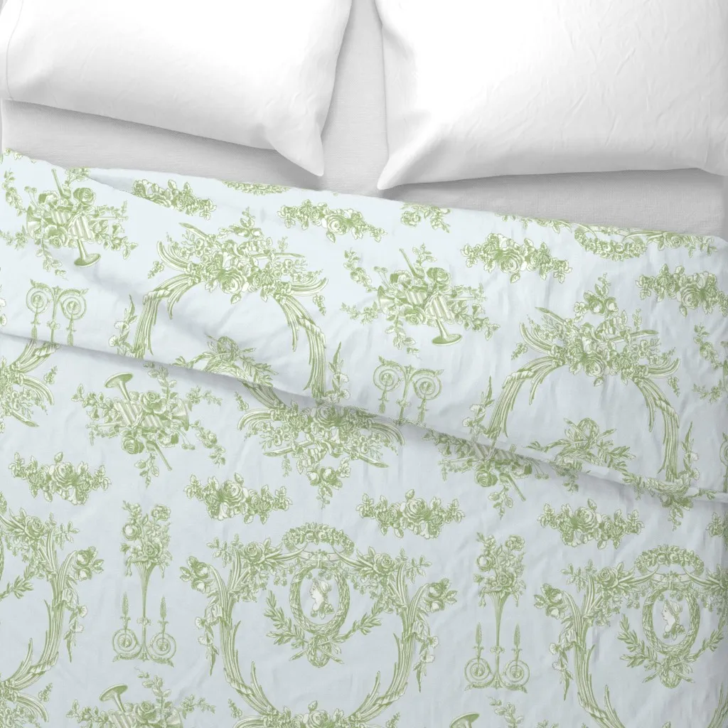 Marie Toile Basil Duvet Cover - Sage Green alternate view