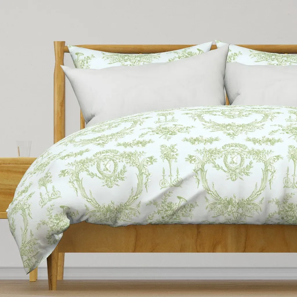 Marie Toile Basil Duvet Cover - Sage Green product