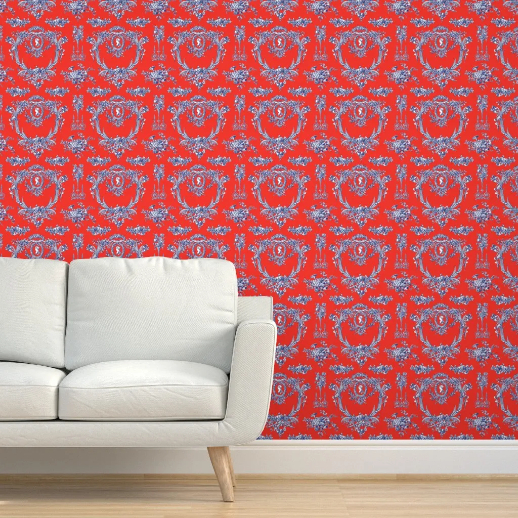 Marie Toile Ink Peel and Stick Wallpaper - Red product