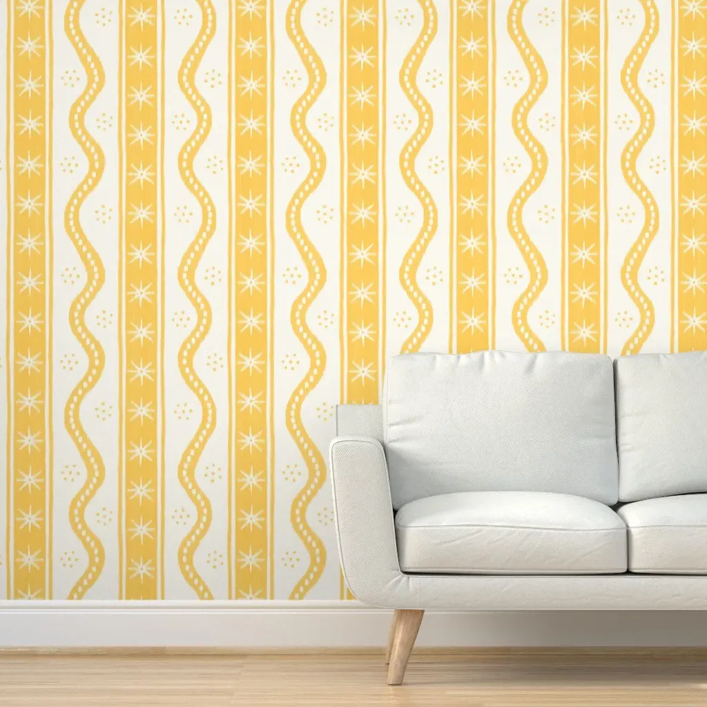 Marigold Charlie Stripe Peel and Stick Wallpaper - Yellow, Cream product
