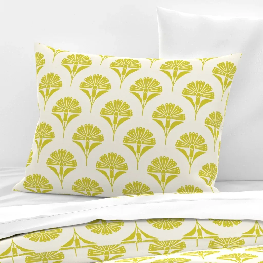 Marigold Floral Standard Knife Edge Cushion Cover - Mustard Yellow, Cotton Sateen product