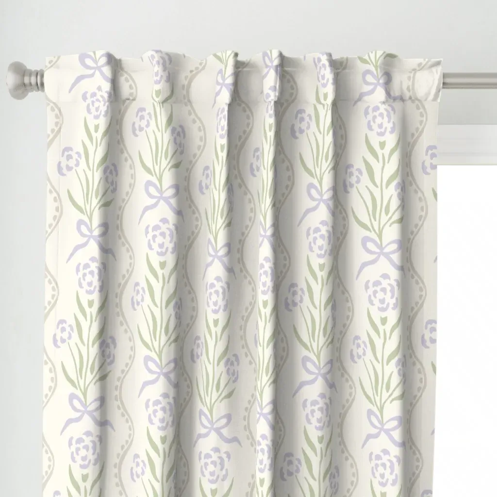 Marigold Floral Stripe Curtain Panel - Lavender alternate view
