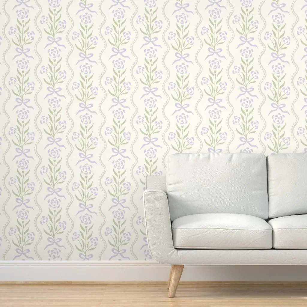 Marigold Floral Stripe Peel and Stick Wallpaper - Lavender product