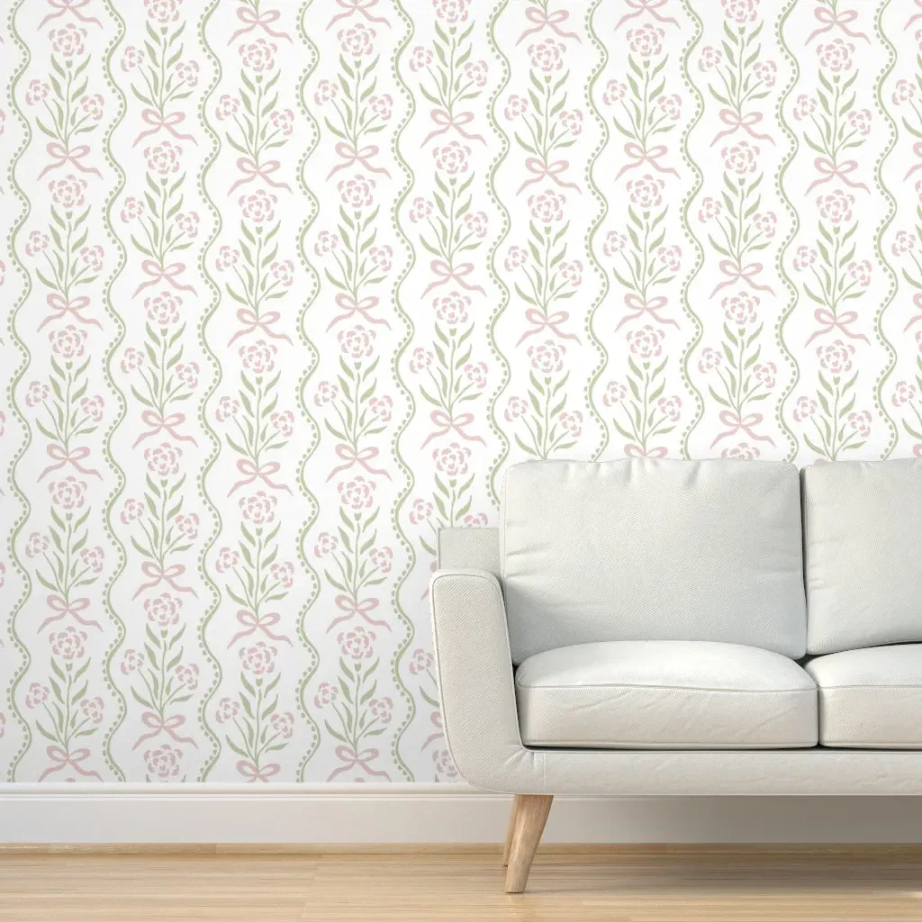 Marigold Floral Stripe Peel and Stick Wallpaper - Pink product