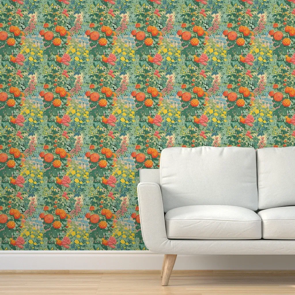 Marigold Garden Peel and Stick Wallpaper - Orange product