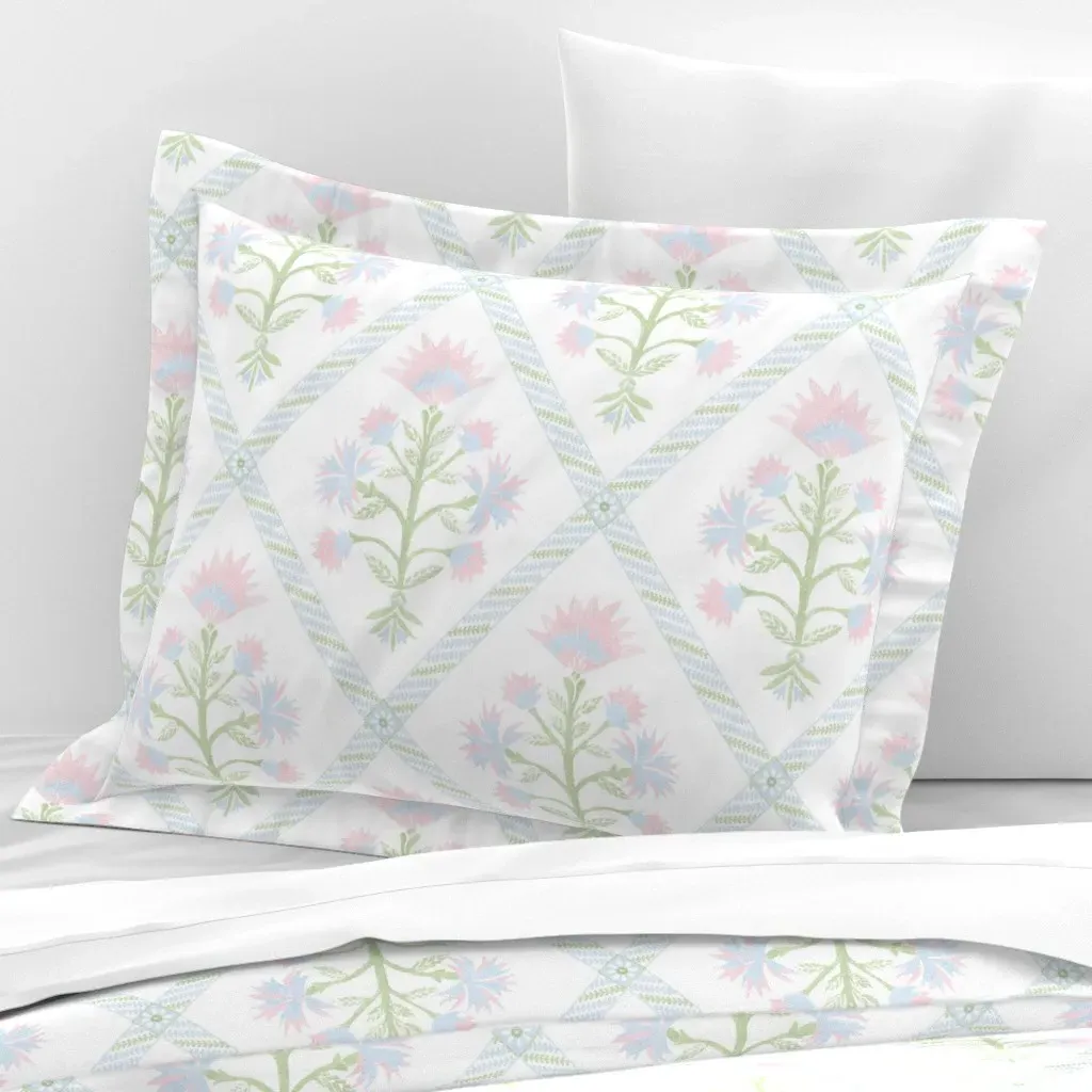 Marigold Lattice Gina Cotton Sateen Standard Flanged Cushion - Pink product