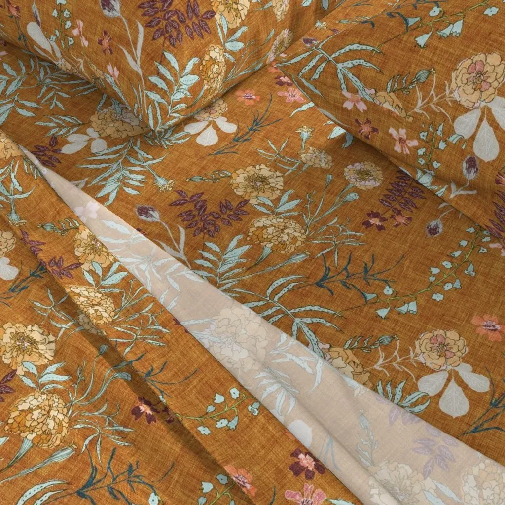 Marigold Love King Size Sheet Set - Mustard Yellow alternate view