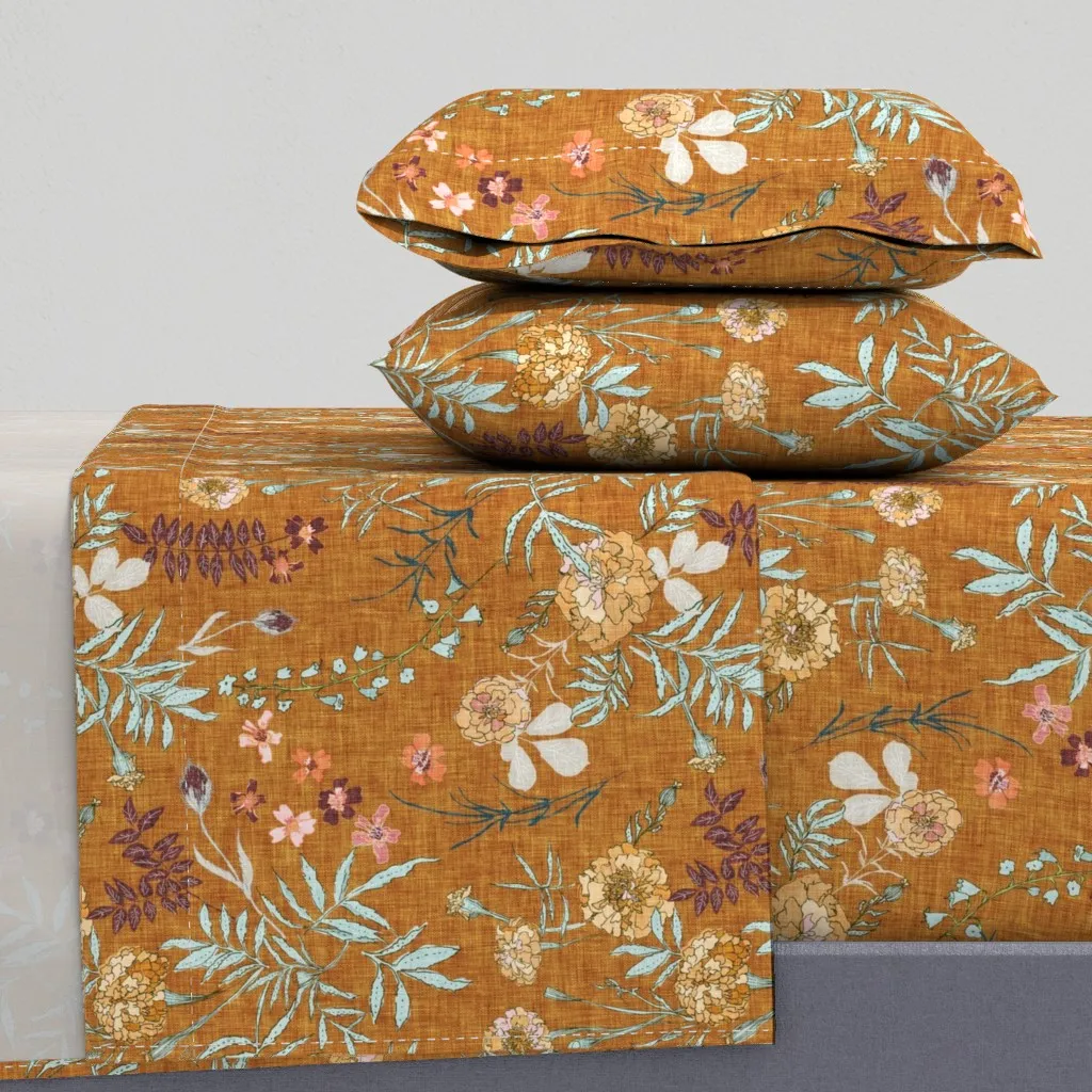 Marigold Love King Size Sheet Set - Mustard Yellow product