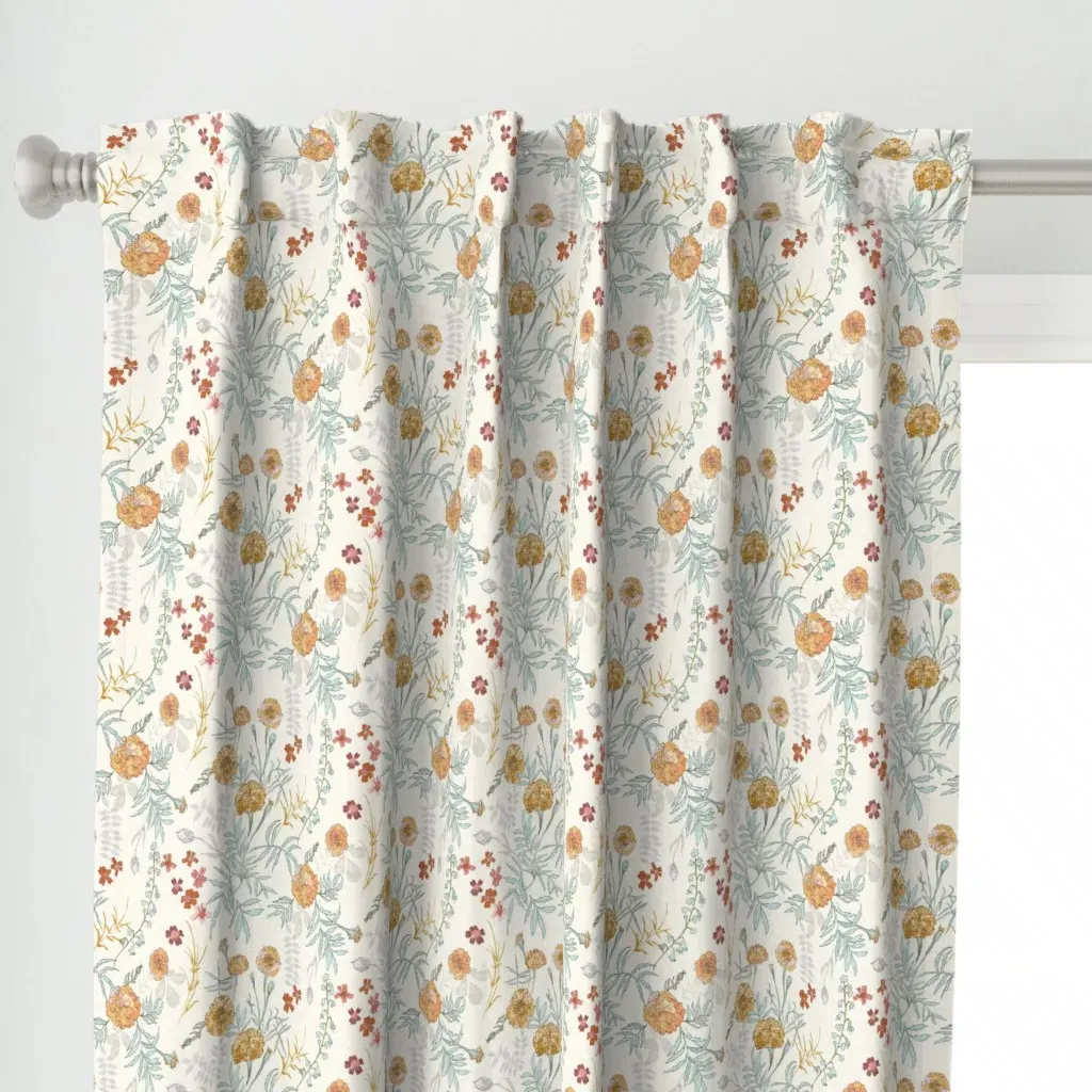 Marigold Love Medium Curtain Panel - Cream alternate view