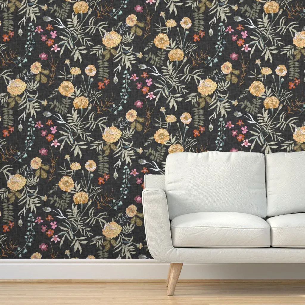 Marigold Love Peel and Stick Wallpaper - Charcoal/Gold product
