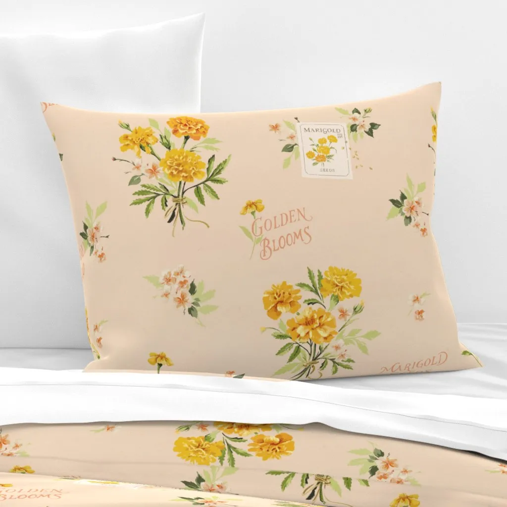 Marigold Seed Garden Standard Knife Edge Cushion - Yellow, Cotton Sateen product