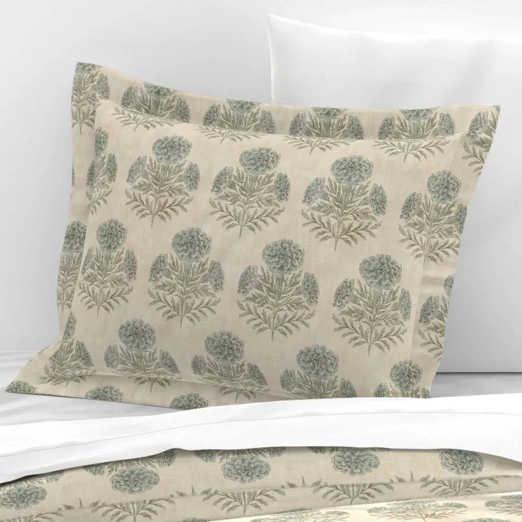 Marigold Standard Flanged Cushion Cover - Dusty Blue, Cotton Sateen product