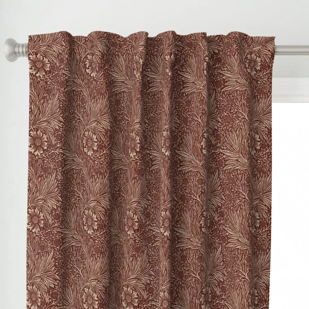 Marigold Vintage Curtain Panel - Crimson alternate view