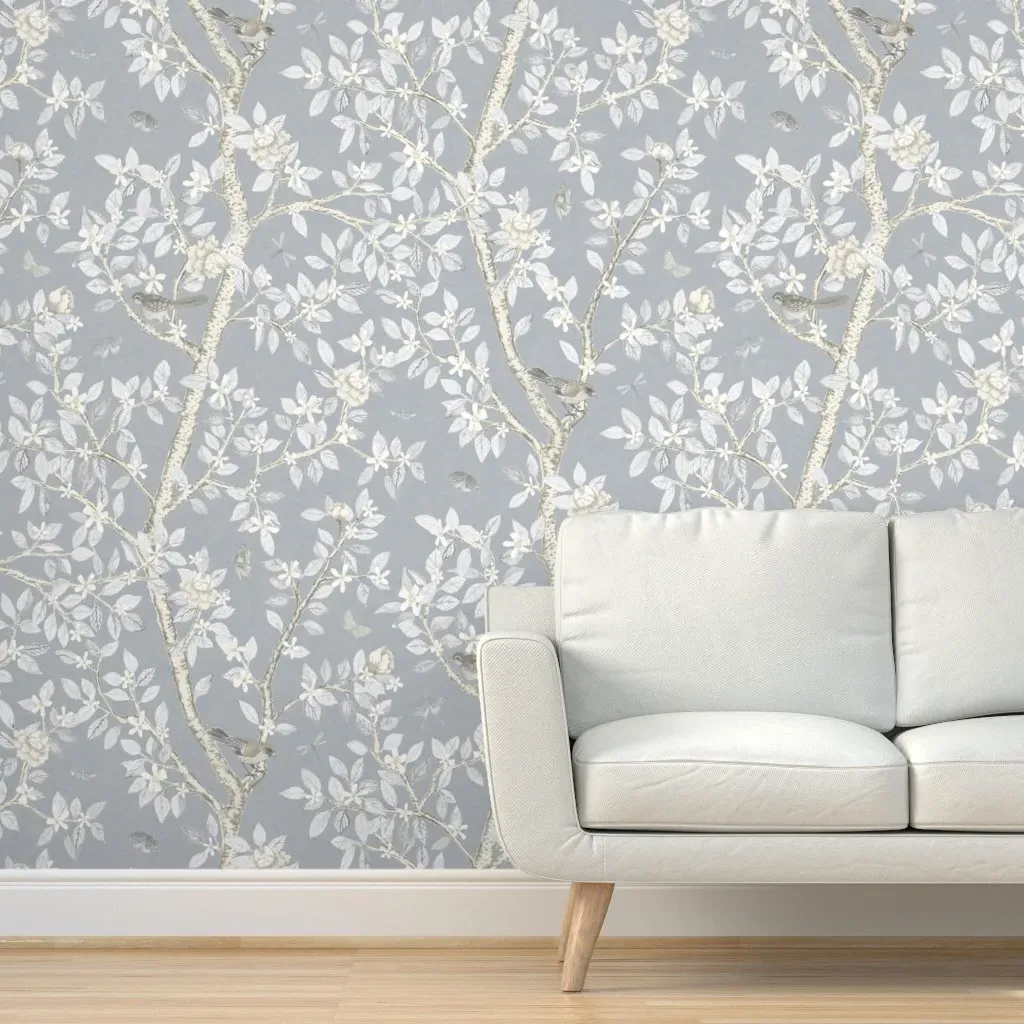 Marina Grey Elsies Garden Peel and Stick Wallpaper - Dusty Blue product