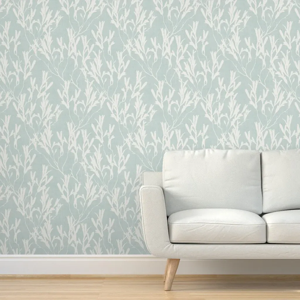 Marine Botanical Silhouette Peel and Stick Wallpaper - Off-White, Linen product