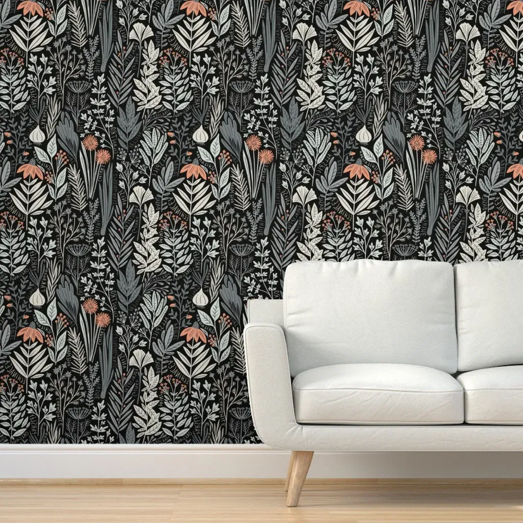 Marjoram Peel and Stick Wallpaper - Dark Gray product