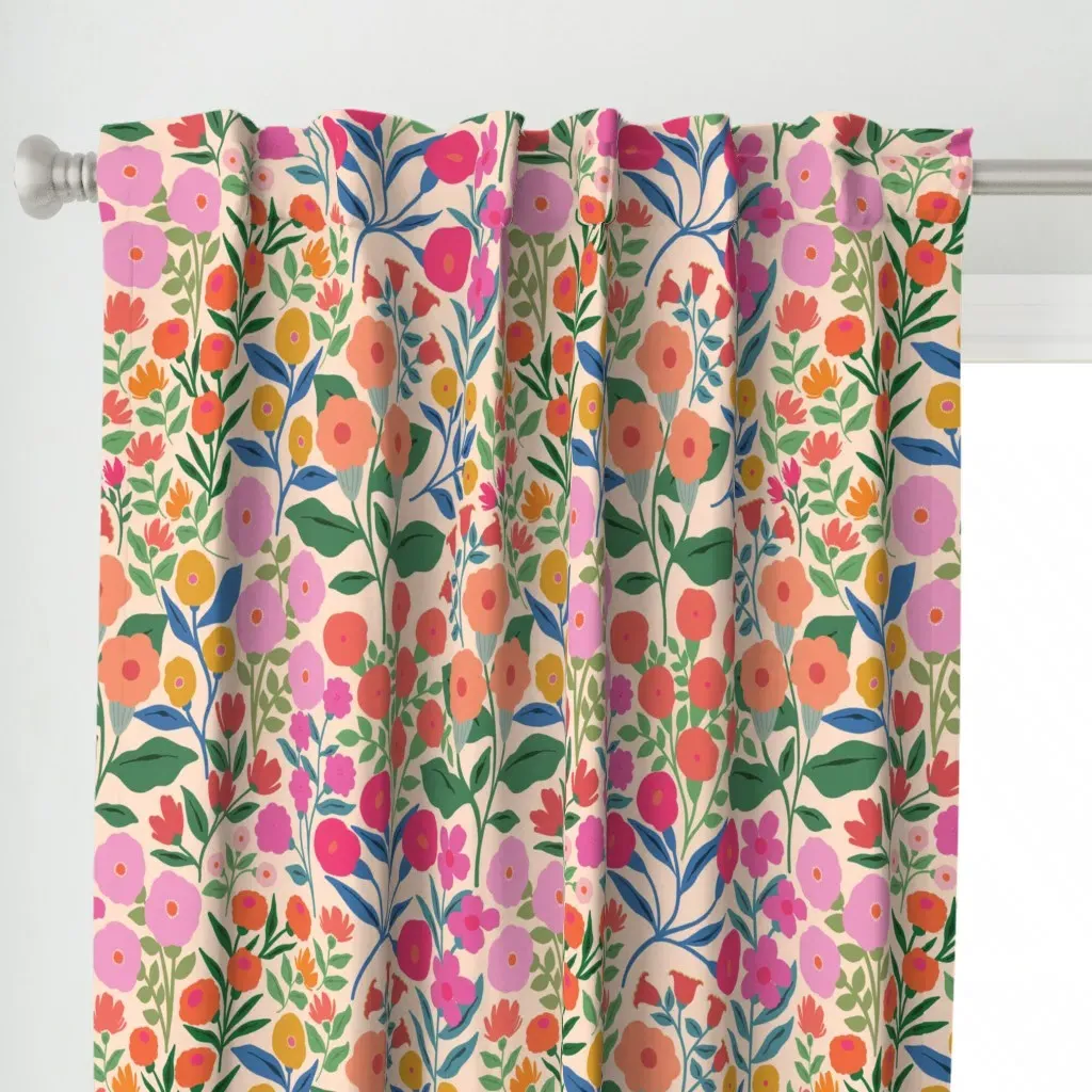 Marnie Floral Large Curtain Panel - Coral alternate view