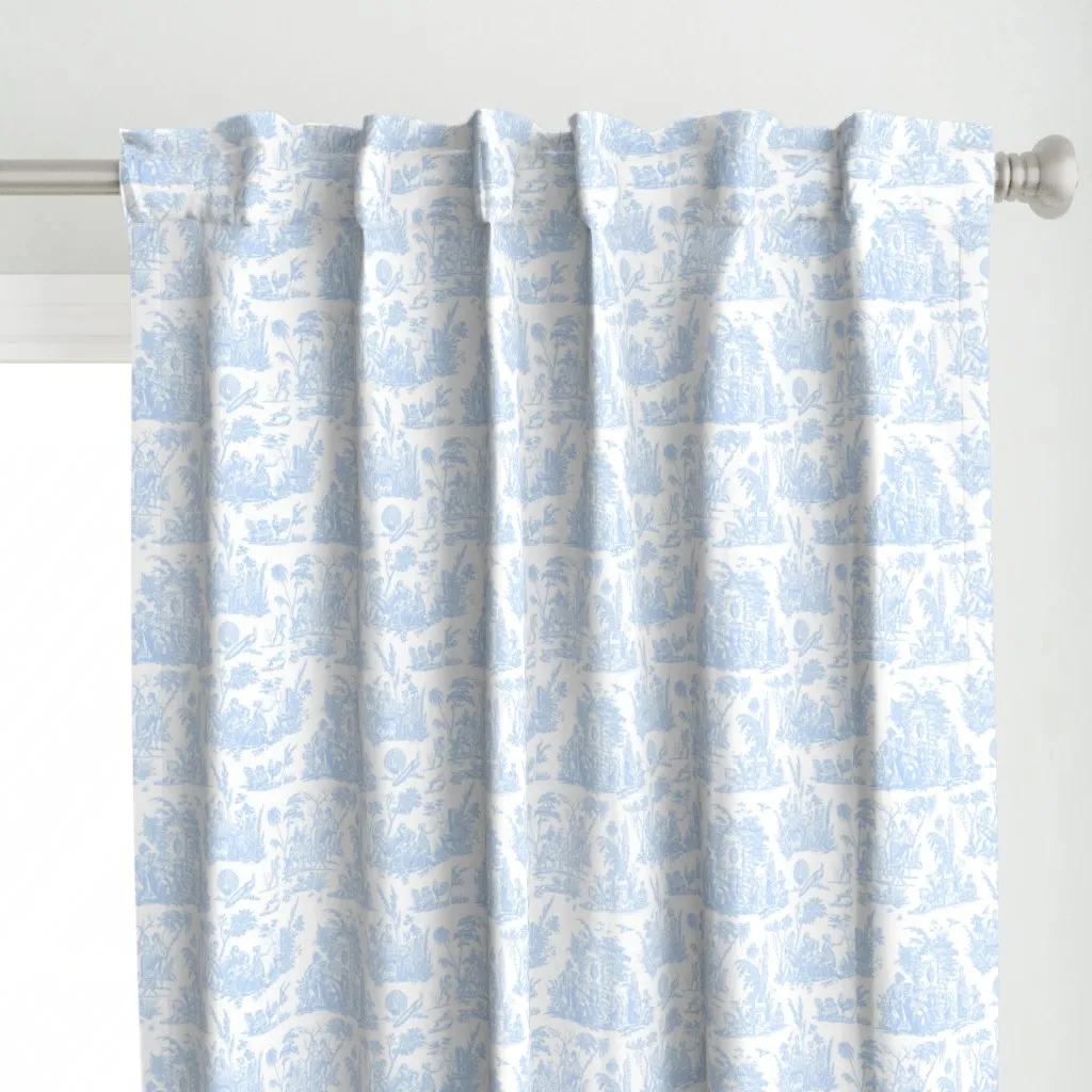 Marseilles Toile Curtain Panel - Light Blue alternate view