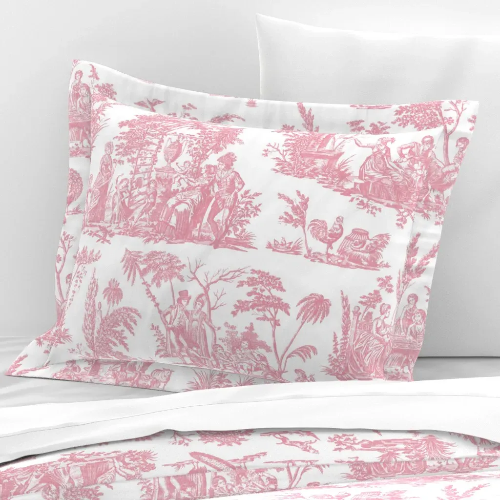 Marseilles Toile Sloane Standard Flanged Cushion Cover - Pink, Cotton Sateen product