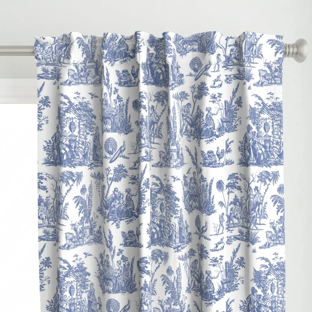 Marseilles Toile Willow Curtain Panel - Blue alternate view