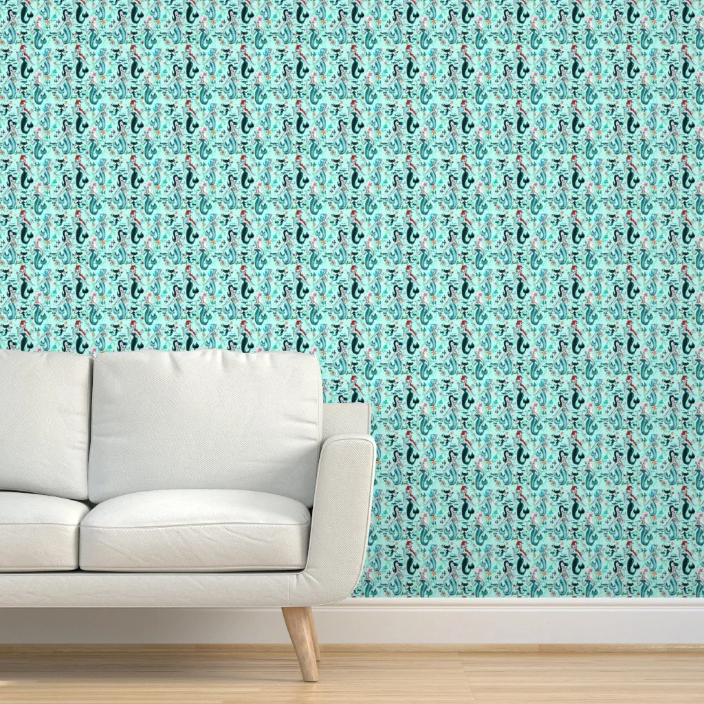 Martini Mermaids Peel and Stick Wallpaper - Aqua product