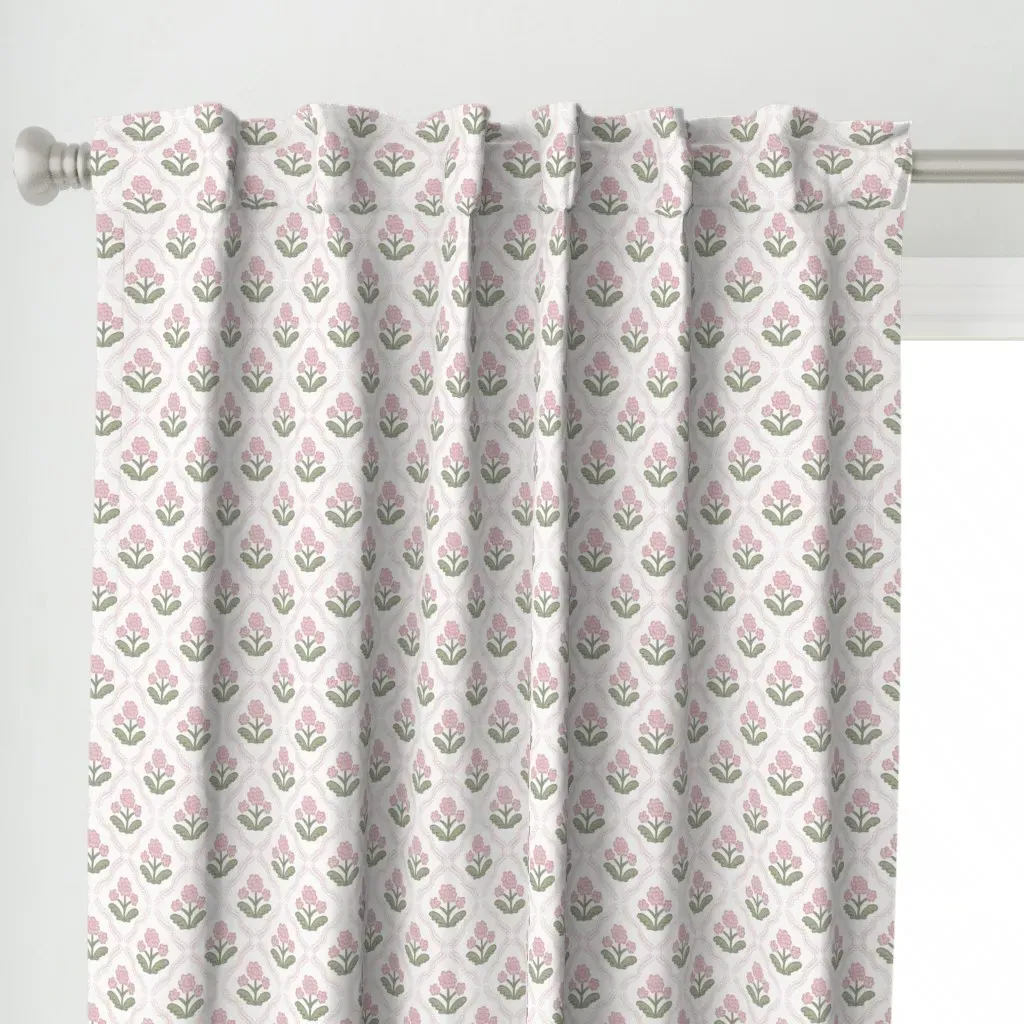 Mary Blockprint Curtain Panel - Pink alternate view