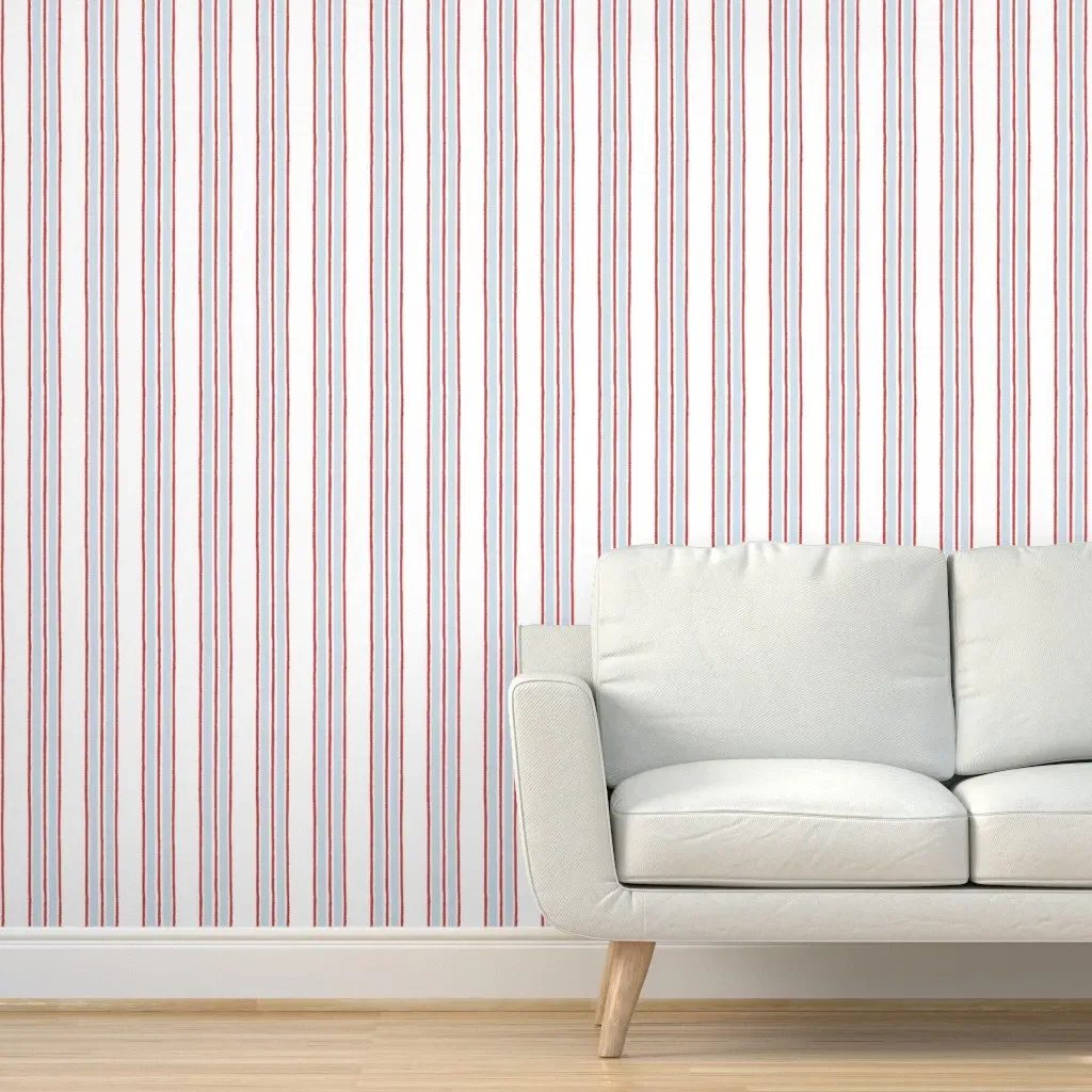 Mary Little Boy Blue Anderson Stripe Peel and Stick Wallpaper - Red product
