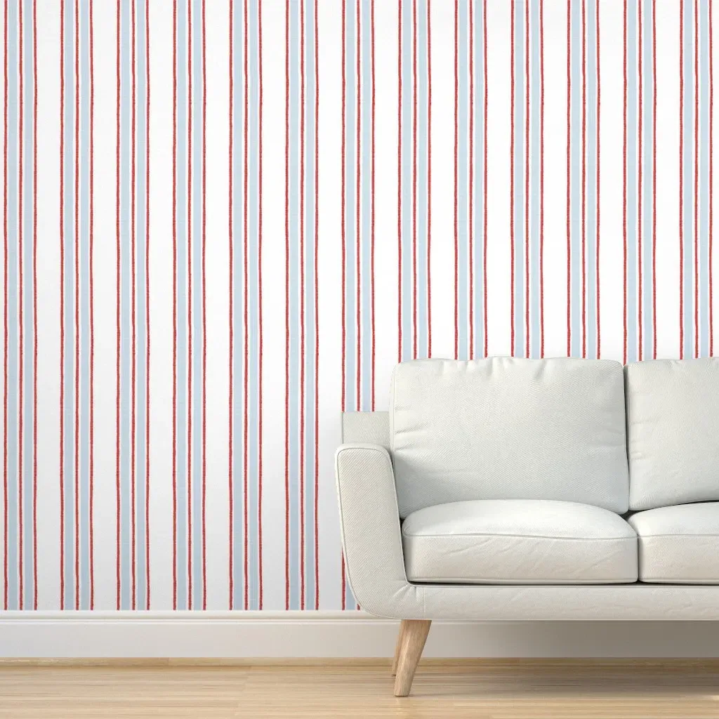 Mary Little Boy Blue Million Dollar Anderson Stripe Peel and Stick Wallpaper - Red product