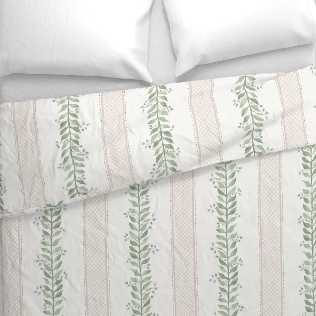 Mary Quiet Duvet Cover - Sage Green alternate view