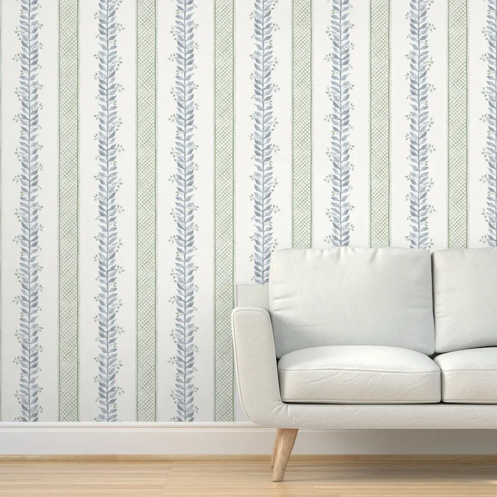 Mary Quiet Peel and Stick Wallpaper - Green, Cream product