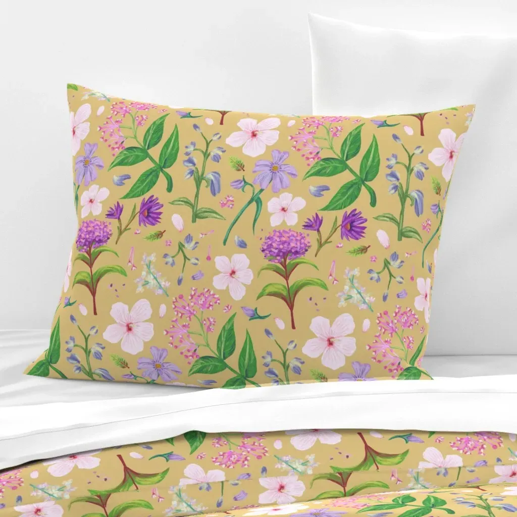 Maryland Wildflowers Standard Knife Edge Pillow - Pink, Cotton Sateen product