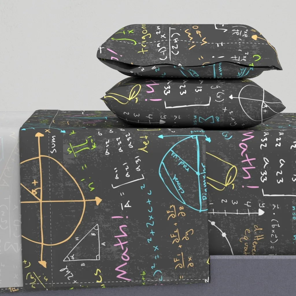 Math Lessons Large Scale Queen Sheet Set - Black product