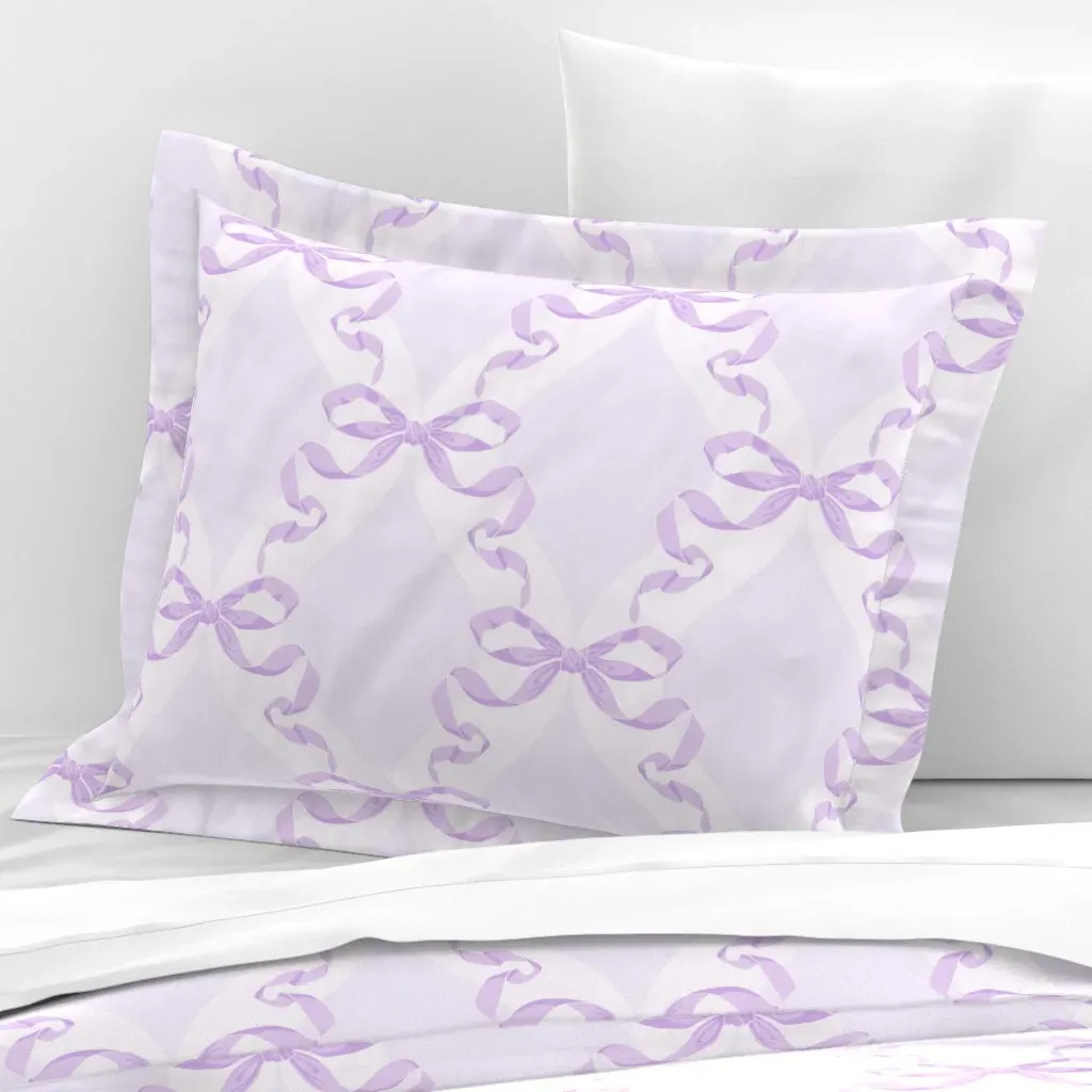 Mauve Ribbons Standard Flanged Pillowcase - Lavender, Cotton Sateen product