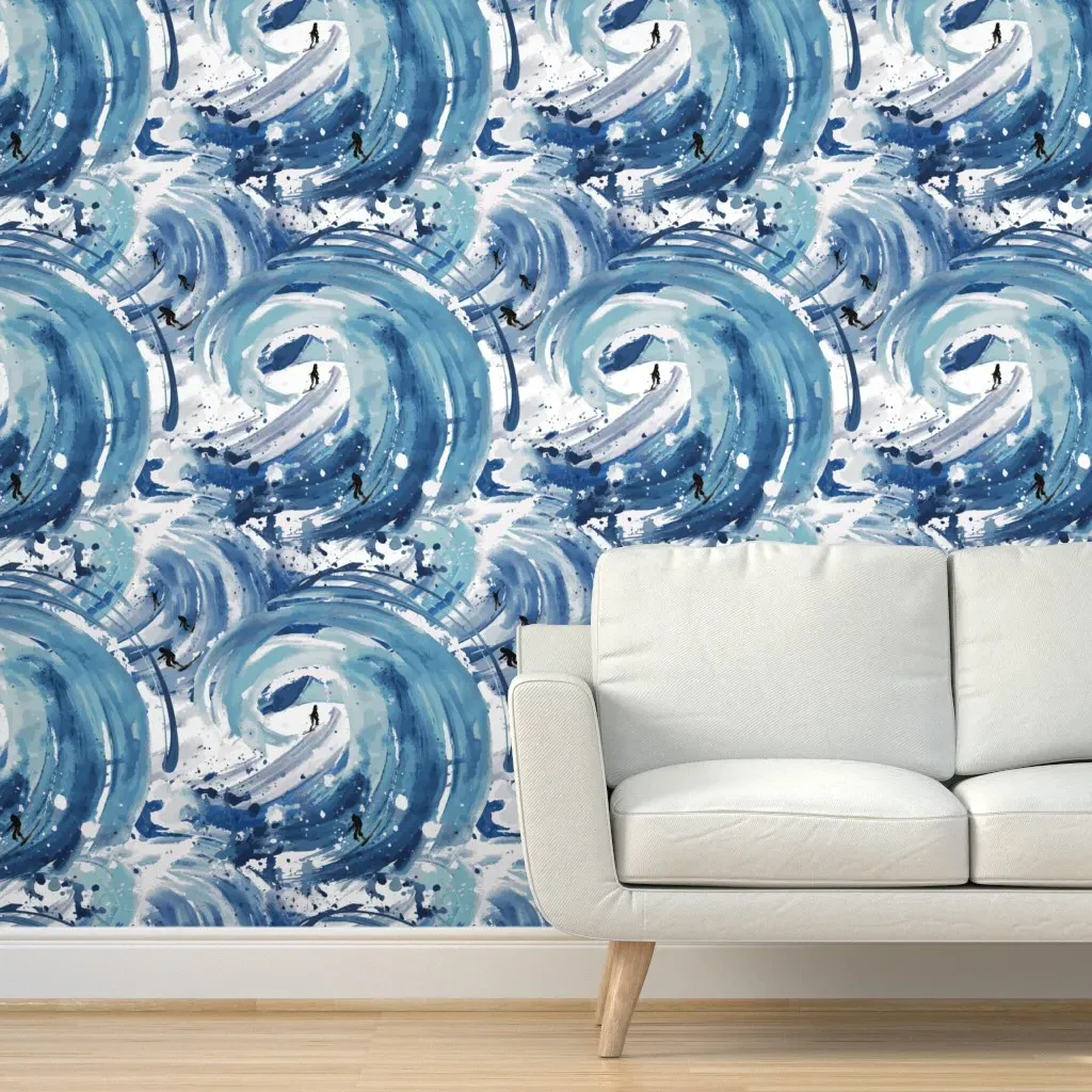 Mavericks Removable Peel and Stick Wallpaper - Blue, White product