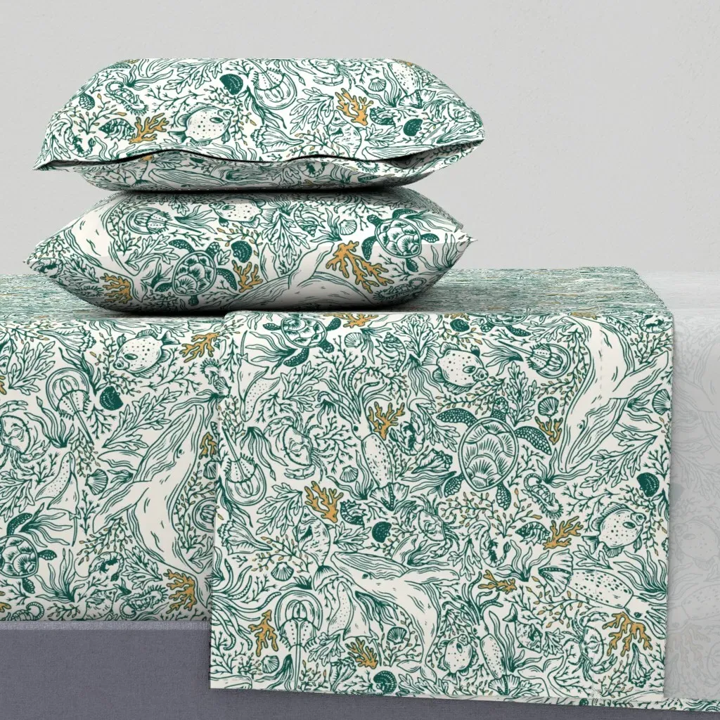 Maximalist Coastal Ocean Life Twin XL Sheet Set - Teal product