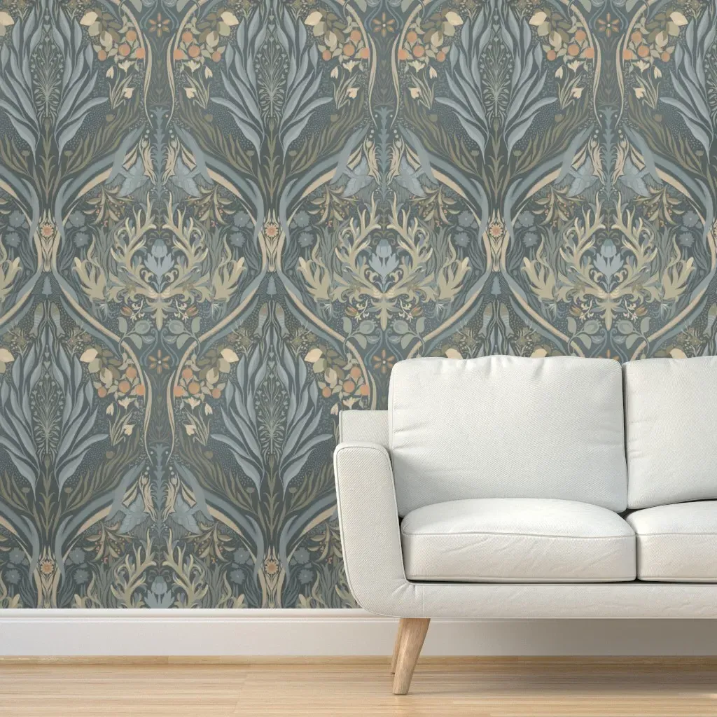 Maximalist Floral Peel and Stick Wallpaper - Blue, Sage product
