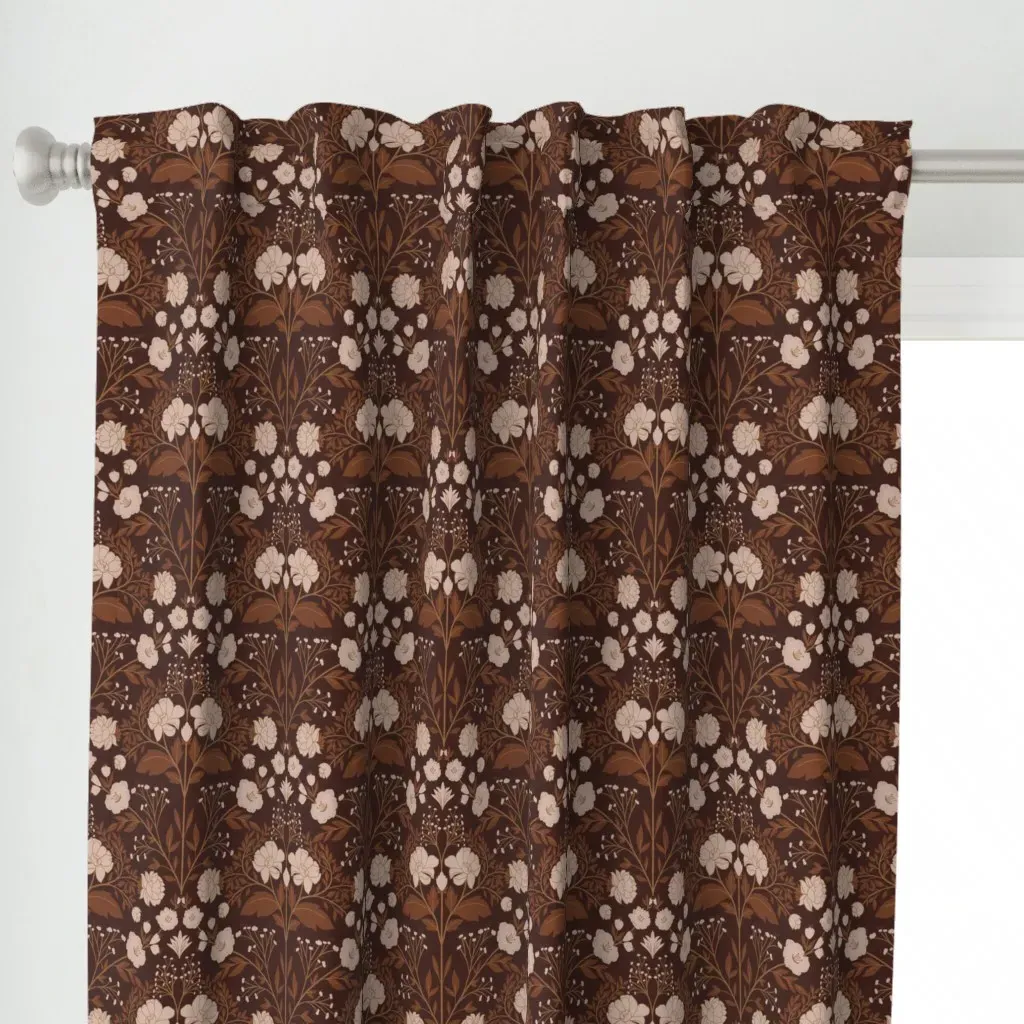 Maximalist Peonies Curtain Panel - Brown alternate view
