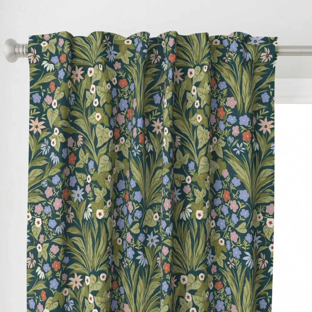 Maximalist Petunia L Curtain Panel - Green alternate view