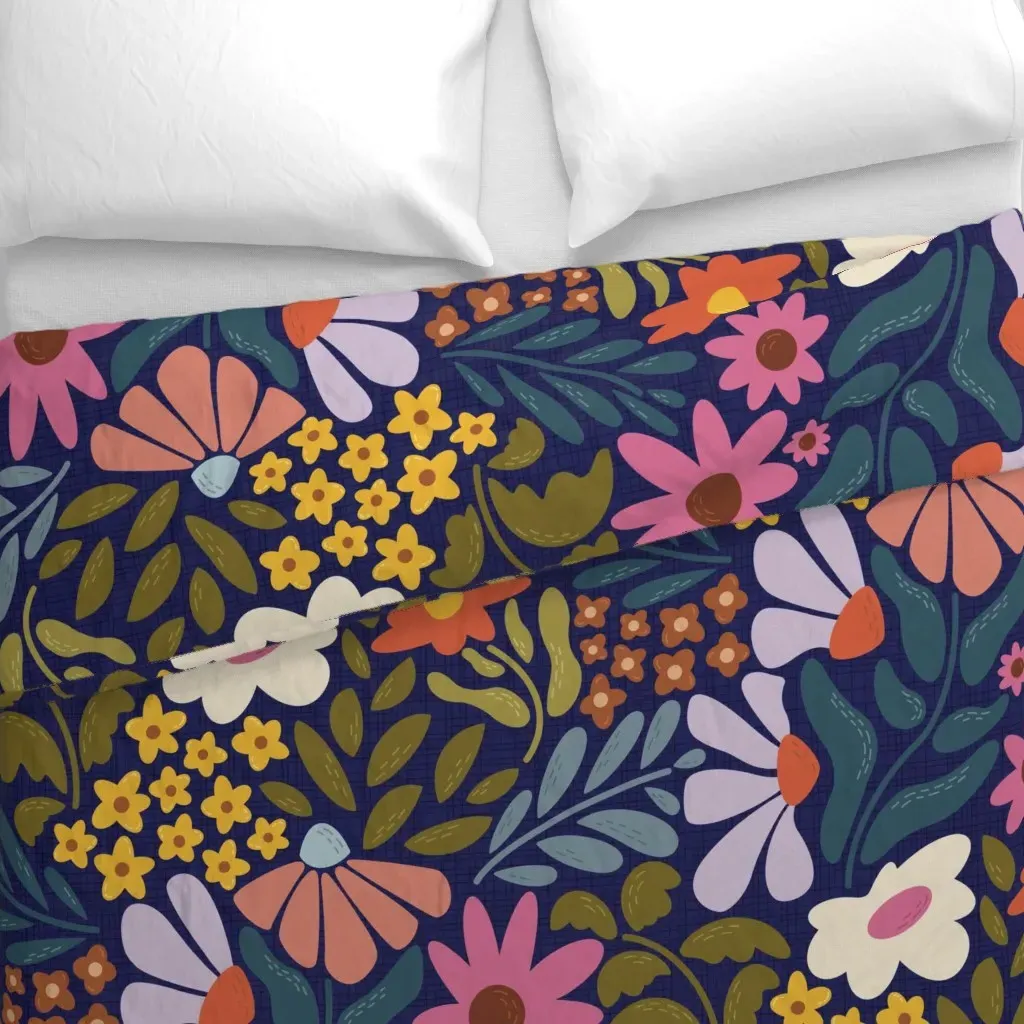 Maximalist Retro Floral Duvet Cover - Pink alternate view
