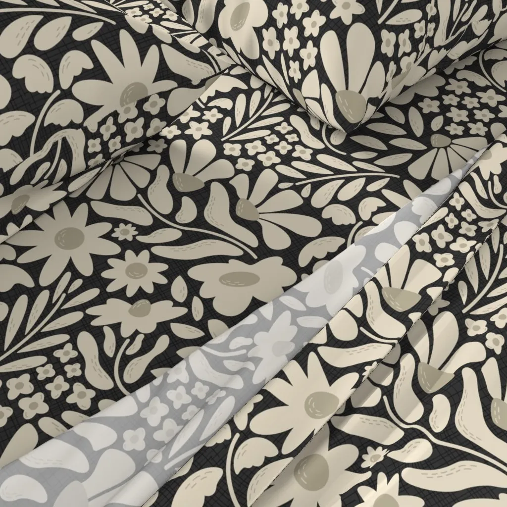 Maximalist Retro Floral King Size Sheet Set - Dark Charcoal alternate view
