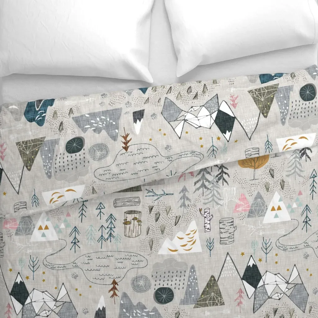 Max's Map Jumbo Duvet Cover - Light Gray alternate view