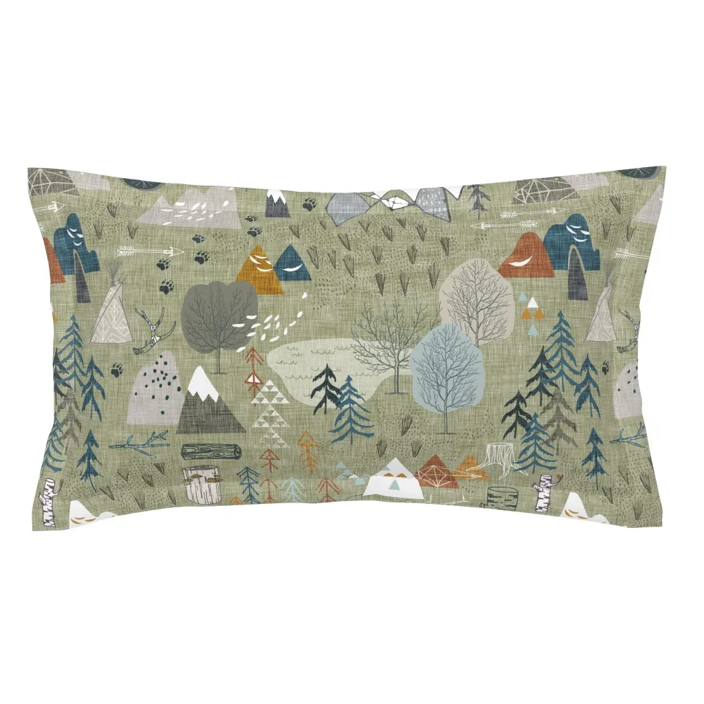 Max's Map Jumbo King Pillow Sham - Sage Green product