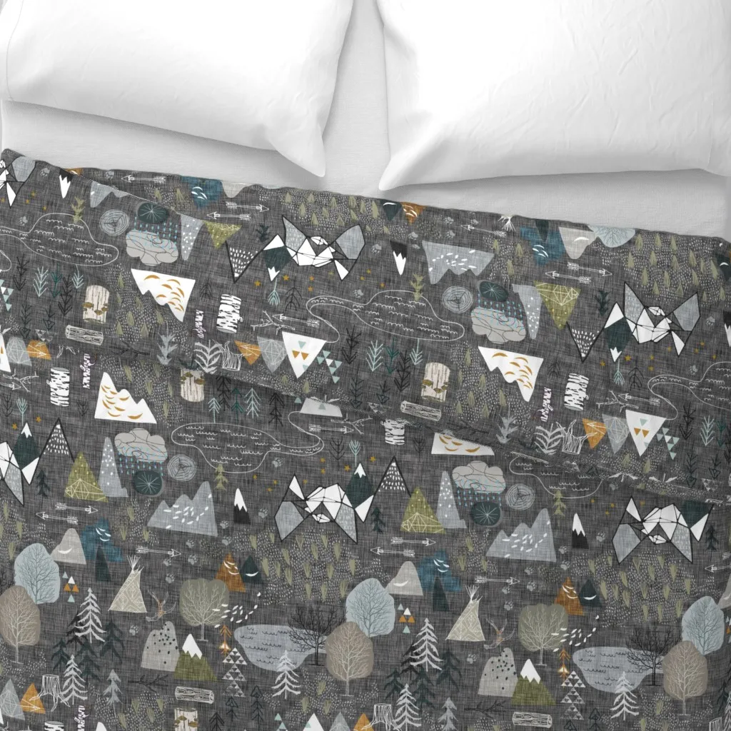 Max's Map Large Duvet Cover - Charcoal alternate view