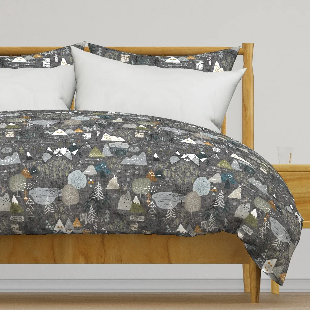 Max's Map Large Duvet Cover - Charcoal product