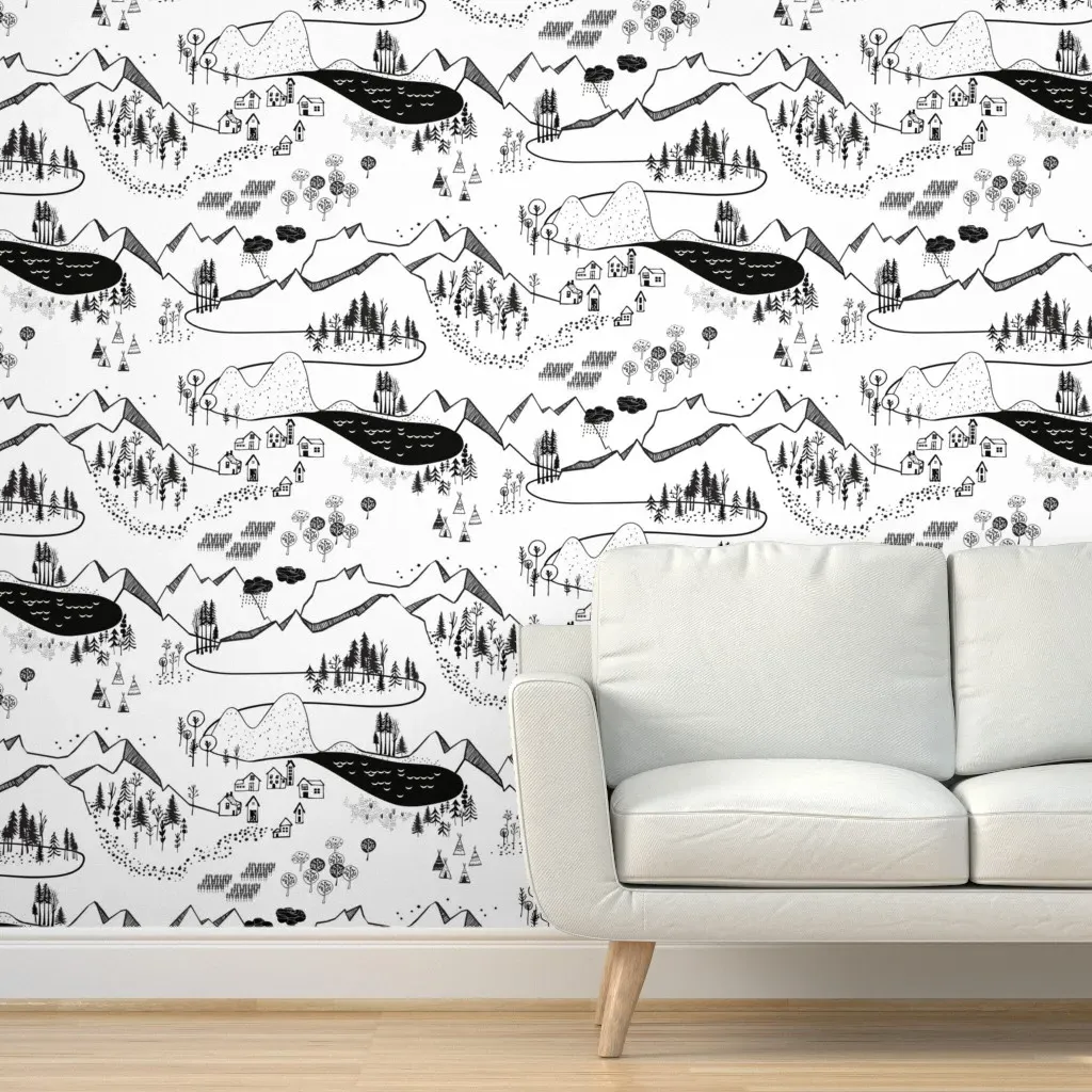Max's Map Large Peel and Stick Wallpaper - Black, White product