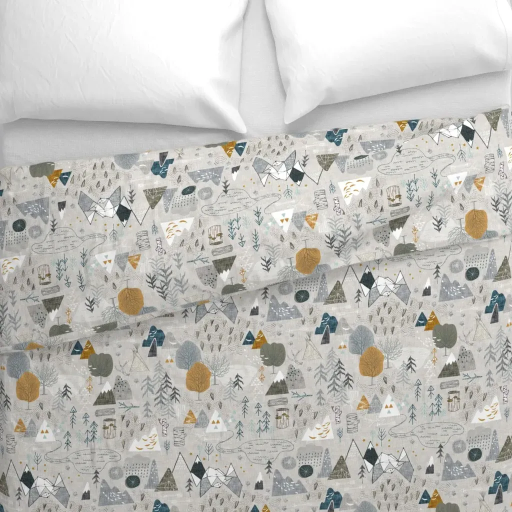 Max's Map Medium Duvet Cover - Grey alternate view