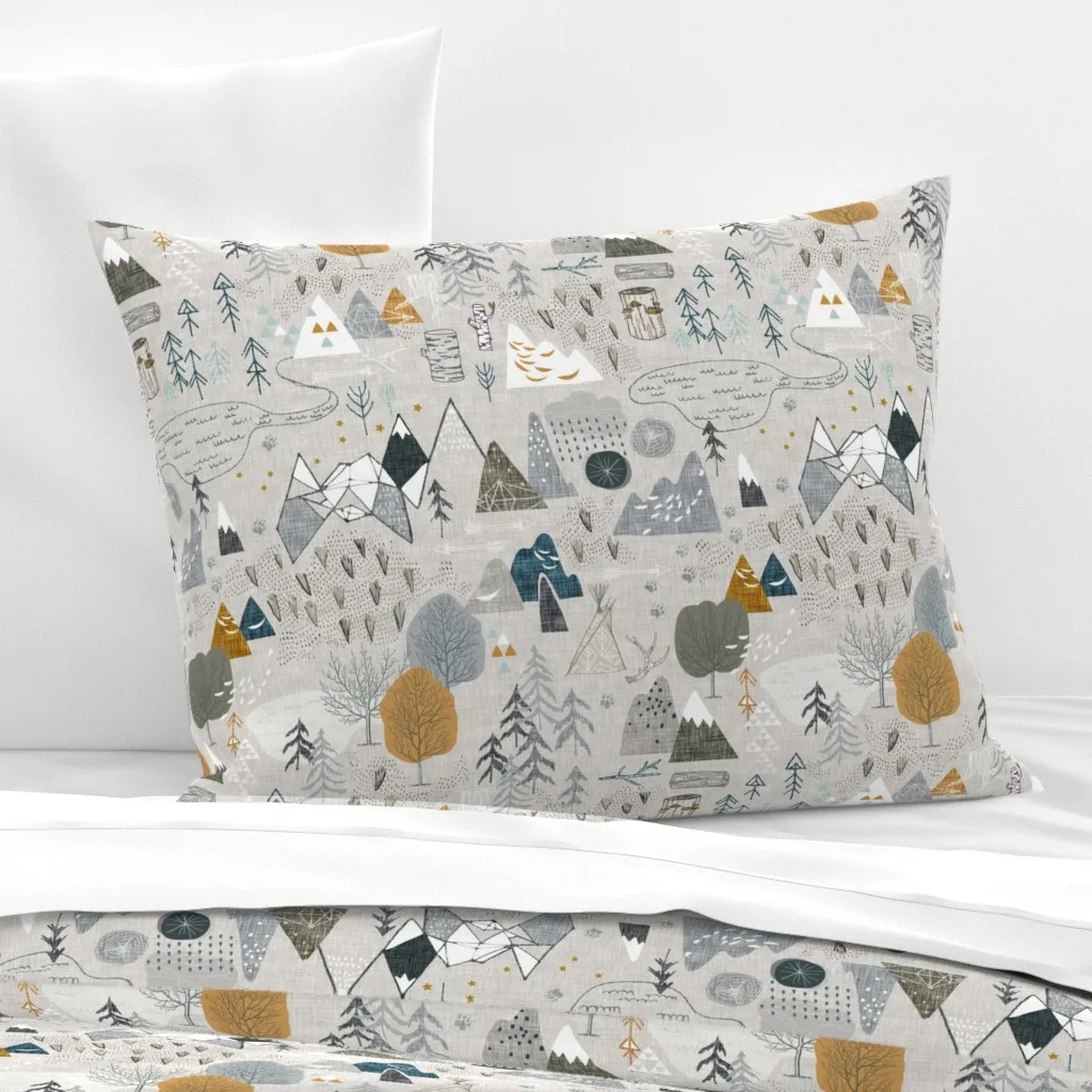 Max's Map Standard Knife Edge Cushion Cover - Grey, Cotton Sateen product